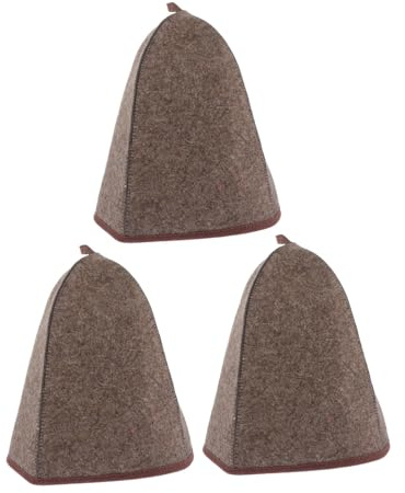 VICASKY 3 PCS Thick Wool Felt Sauna Cap High Top Finnish Sauna Hat for Hair Protection Full Coverage Bathing Hat for Steam Vaporarium Hair Spa and Shower Use