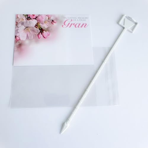 ShredAstic ®️ Florist Message Card Funeral Flower Set - 1 large card 12.5 x 9cm / 1 clear cello self seal bag / 1 card holder cardette (Gran)