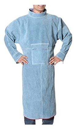 Mandil soldador, Chaqueta de soldadura delantal de cuero de cuero traje de ropa protectora de ropa(Blauw,XX-Large)