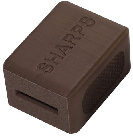JOINPAYA Contenedor para Desechar Hojas de Afeitar Usado, Caja Reciclaje Cuchillas Doble Filo, Compacto Marrón W117, Seguro para Salón y Eliminación de Objetos Punzantes