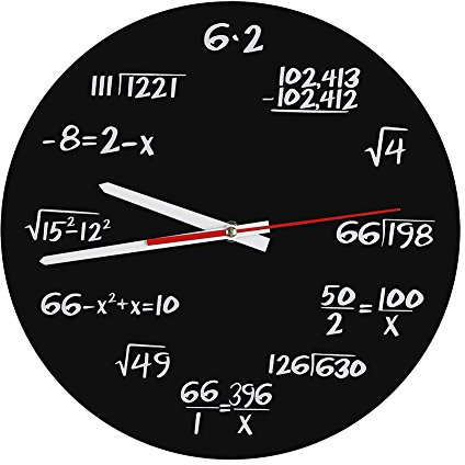 Zerodis Acryl Wanduhr kreative Mathe Wanduhr einzigartiger Entwurf Lustige mathematische Formel Uhr für Klassenzimmer Haus Moderne Dekoration des Büros