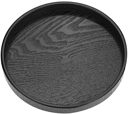 Rundes Serviertablett aus Massivholz für Tee, Kaffee, Snacks, Mahlzeiten, Serviertablett, Rutschfester Holzteller, Tee-/Lebensmittelserver mit erhöhten Kanten (27 cm)