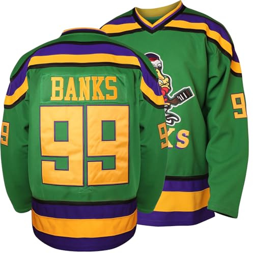 Charlie Conway #96 Mighty Ducks Adam Banks #99 film ishockeytröja grön vit, 99 grön, XXL
