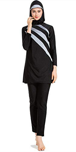 Muslimischer Badeanzug Neu Muslimische Bademode Burkini für Damen Frauen Mädchen Hijab Vollverkleidete Islamische Schwimmanzug UV Schutz Bescheiden Muslim Swimwear (Grau, 4XL)
