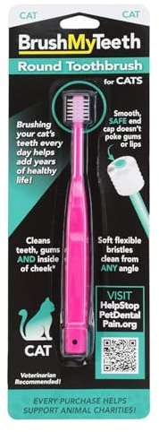 Brush My Teeth Cat Toothbrush - Round Soft Pet Tooth Brush - Soft Flexible Bristles for Safe and Gentle Brushing, Cat & Kitten Dental Care, Any Breed Cat, Daily Brushing Adds Years of Healthy Life