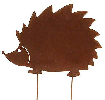 Wunderschöner & Hochwertiger Gartenstecker - Tier Figur – Rost Stecker/Tierfigur – Große Auswahl – Edelrost Gartenfigur – Metall Gartendeko (Igel - Länge 40cm)