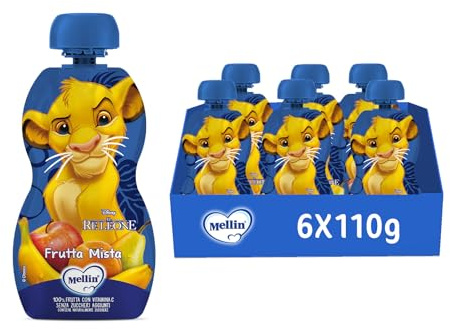 Mellin Merenda Disney Re Leone, Simba, Frutta Mista, 6x110g