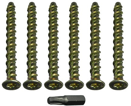 24 x Beton-/Mauerwerkschrauben mit Torx-Kopf, selbstschneidender Anker, M6 x 75 mm + Bit