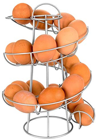 WElinks - Portauova da cucina, con design a spirale, multifunzione, per uova, uova, uova, portauova Argento