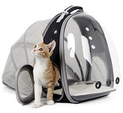 Interfashioner® Cat Bubble Backpack Carrier, Back Expandable Clear Pet Bubble Backpack Carrier for Kitten Small Dog up to 5.5 kgs, Backpack for Cats