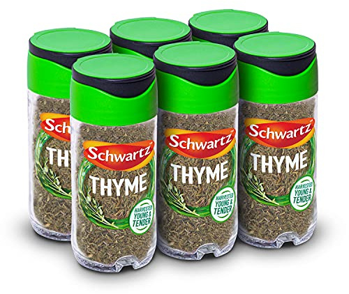 Schwartz Thyme 11 G | Jar | Pack of 6 | Premium Dried Thyme Leaves | Vibrant Flavour & Distinctive Aroma | Unique Taste with Lemon and Mint Undertones | Perfect for Seasoning Meat & Fish Dishes