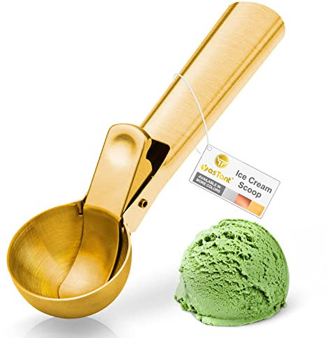 YasTant Premium Eisportionierer mit Trigger Eisportionierer aus Edelstahl, strapazierfähiger Eisportionierer aus Metall, spülmaschinenfest, perfekt für Frozen Joghurt, Gelatos, Sonntassen, mittelgold