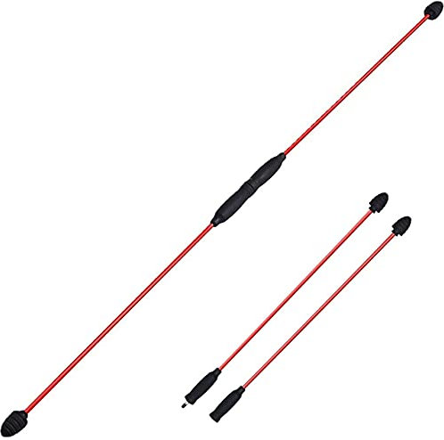 llxyzrzbhd Pilates Bar Tragbares Yoga Stick Weighted Bar Verbesserte Version Weighted Workout Bar, Gummi und Glasfaser, Body Toning Krafttrainingsstäbe Weighted Body Aerobic Bars 924(Color:Red)
