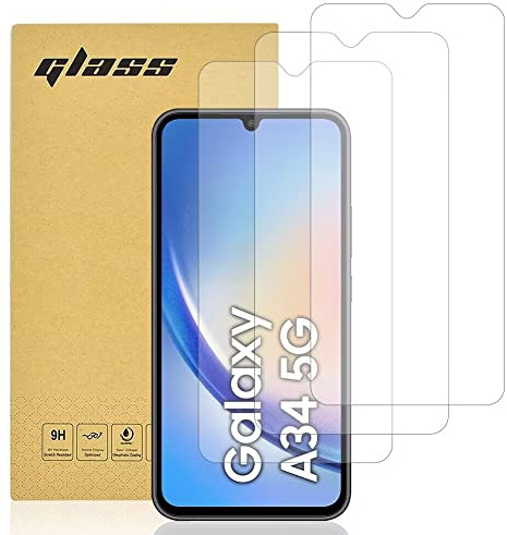 Totill 3 Stück für Samsung Galaxy A34 5G Schutzfolie, Frei von Kratzern, 9H Härte, HD Displayschutzfolie, Ultra-klar, Ultrabeständig, Panzer Schutz Glas für A34 Splitterfest schutzglas