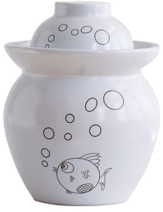 Fermentation Kit Fermentation Jar Pickle Jar Container with Water Seal Airlock Lid 750ml Capacity Ceramic Kitchen Container for Pickling Kimchi, Sauerkraut, Vegetables (White)