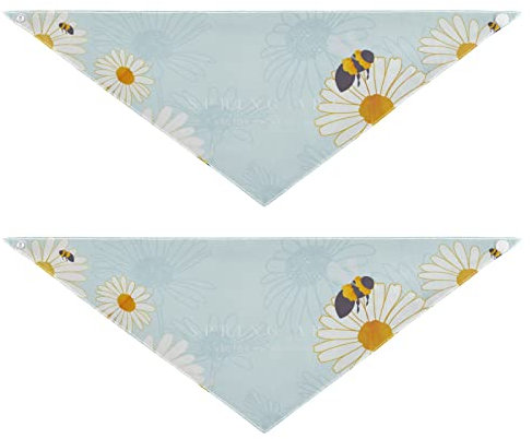 2 Stück Hundehalstücher Haustier Bandana Schal Druckknopf Dreieck Lätzchen Halstuch Set Haustier Urlaub Zubehör Dekor für kleine bis große Welpen Hunde Katzen Medium Luxus Blumen und Insekten