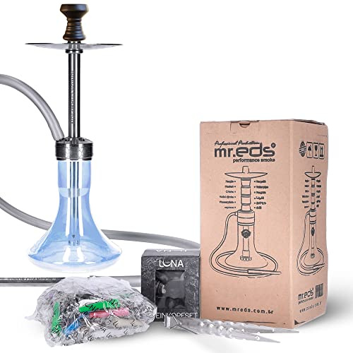 MR EDS E36 Junior Champion - Cachimba de acero inoxidable con manguera de silicona y boquilla, difusor integrado, bolsa de transporte (azul bebé)