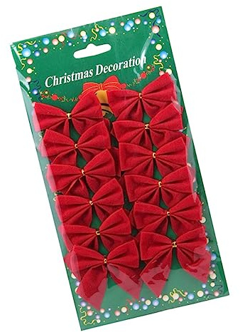 VICASKY 12stücke Hänge-Ornament Für Weihnachtsbaum Schleifen-weihnachtsdeko Rot Aus Samt Aufhängen Als Christbaumschmuck
