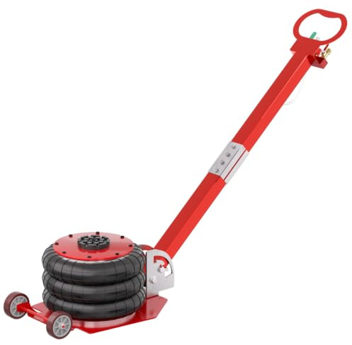 XMTECH 3T Pneumatischer Wagenheber 6600 lbs, Luftkissenheber Luftheber Luftkissen Wagenheber 3 Ringe Druckluft Drehbaren Hebebühne für Familienautos KFZ PKW - Rot