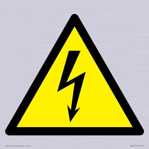 W012 Warnschild Warning: Electrity, 150 x 150 mm, S15
