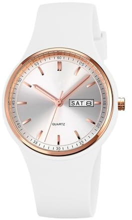 Forrader Uhr mit Silikonband für Damen und Mädchen, großes Zifferblatt, wasserdicht, sportlich, modisch, lässig, einfach, Quarz-Analog-Uhren