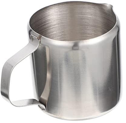 Pichet Argenté Inoxydable 150ml en 304 Acier Barista Lait | Maison et Milk Tea Shops, Léger, Poignée Confortable, Facile à Nettoyer, Récipient pour Mousseur à Lait