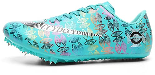 SDEQA Zapatillas de Clavos Atletismo Unisex Zapatillas para Correr Profesionales Juvenil Antideslizante con Picos y Sprint Hombres Niños y Mujeres,Moonlight,37 EU