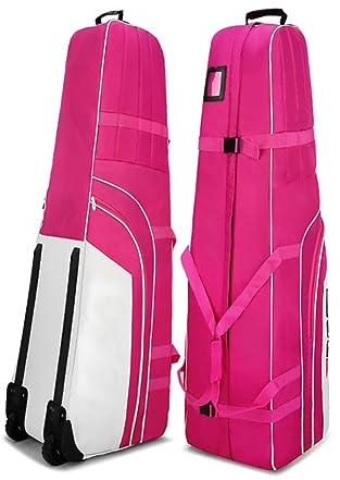 LuusMm Aero Golf Travel Bag, Gepolsterte Golf -Reisetasche Mit Rädern Und Weicher Futter, Weicher Faltbarer Golfclub -Reiseback, Um Ihre Clubs Zu Schützen,Rosa