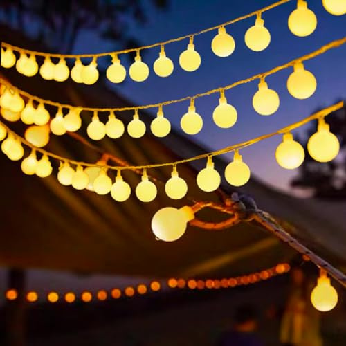 Catena di luci LED per esterni a batteria, 10M 100 LED, catena di luci a LED impermeabile, illuminazione natalizia per matrimonio, Natale, decorazione per balcone, interni ed esterni