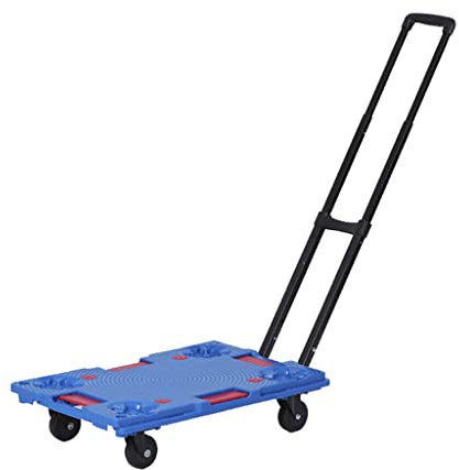 Plattformwagen aus Kunststoff mit klappbarem Schiebebügel, Tragfähigkeit 150 kg Blau x x - Blau - Polypropylene (PP) - In - & Outdoor - Nutzung -