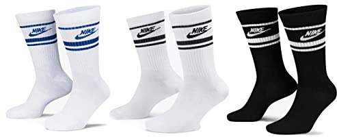 Nike 9 Paar Everyday Essential Tennissocken Socken Sportsocken Unisex DX5089 Prime, Farbe:1x Weiss - Schwarz / 1x Weiss -Blau / 1x Schwarz - Weiss, Socken Neu:46-50
