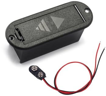 Uonlytech Boîtier Pile 9v Compact avec Câble Intégré pour Guitare Basse Active, Accessoire Musicien en Plastique Solide Noir, Support Batterie Électrique pour Micro Actif, Usage Concert