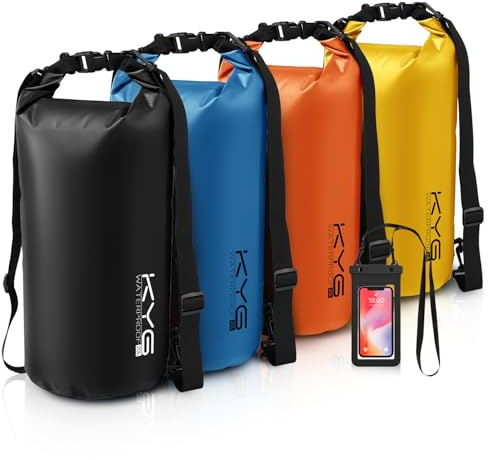 KYG Waterproof Dry Bags, 10L Black, with Waterproof Phone case