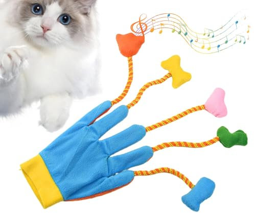 Teaser Handschuhe für Katzen, Interaktives Plüschtier für Katze, Plüschtier Katze Teaser Handschuhe, Lustige Katzenhandschuhe, Interaktiver Spaß für Indoor-Katzen und Kätzchen, ansprechende