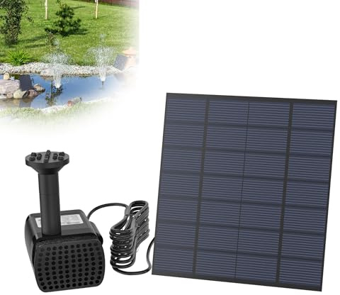 XMTECH Solar Teichpumpe Springbrunnen Kit Solar Springbrunnen Pumpe, 1.8W 7V Solar Wasserpumpe für Garten, Fisch-Behälter, Kleiner Teich,Vogelbad 180L/Std