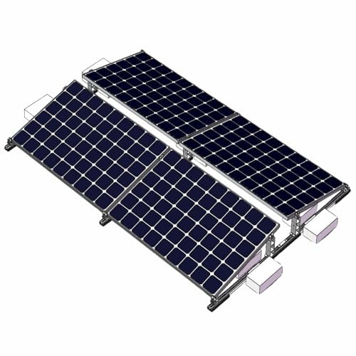 JObest Flachdach Solarmodul Halterung für 4 Solarmodule, Aufständerung Süd/Ost-West 10° Neigung, Photovoltaik Gestell vormontiert Aluminium