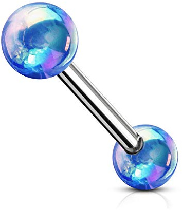 beyoutifulthings Zungen-piercing 2 Kugeln 6-mm Metallic-Beschichtung Farben Universal-Piercing Chirurgenstahl Barbell-s Stab-länge 16-mm