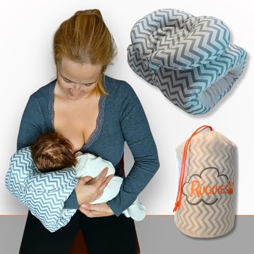 RUGUIES - Nursing Pillow - Mini cylindrical arm cushion plus ergonomic pillow to accommodate and lift the baby's head to 45º - anti-reflux, prevents plagiocephaly - Carry bag included.