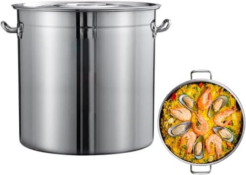 SnamicE Olla Grande Comercial de Acero Inoxidable para freidora, Cubo para Sopa al Vapor de mariscos con Cesta coladora, Tapa y Asas soldadas para Exteriores y hogar, 20L (20L)