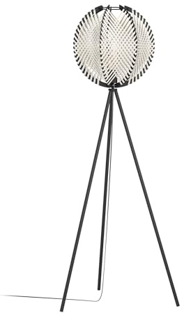 Eglo Waverton Lámpara de pie de tres patas, de madera en color negro y tela | en beige, con trípode y casquillo E27