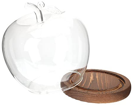 TOPBATHY Apple Glass Cover for Dolls Crafts Display Dome Base for Preserved Flowers and Home Decor
