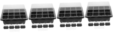 Sosoport 4sets Vassoi per Germinazione Kit per Etichette per Giardinaggio Vassoi Trasparenti per Semi e Orticoltura Riutilizzabili e Drenaggio