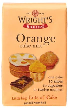 Orange Cake Mix 500g with Real Orange Fruit Pieces for Easy Baking - Versatile for Cakes, Muffins, Cupcakes, and Bread Machines - Just Add Water & Oil - Vegetarian-Friendly