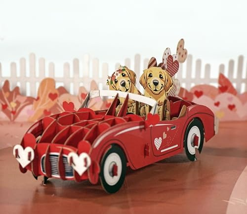 CUTPOPUP Un sacco di Amore - 3D Biglietto Anniversario, Biglietto Auguri Matrimonio per Marito, Moglie, Lei, Lui, Coppia, Biglietto San Valentino (Love Car) LO176IT
