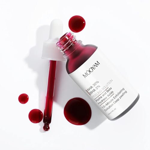 AHA 30% + BHA 2% Peeling Solution, Glycolic Acid Peel with Lactic Acid, AHA BHA Exfoliant Facial Exfoliator for Large Pores, Wrinkles & Fine Lines, Chemical Peel for Face at Home, 30ML