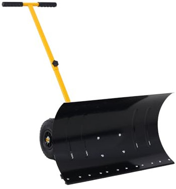 Schneeschaufel mit Rädern, Schneereinigungswerkzeug, 73,7 cm, Schneepflugschaufel, winkelverstellbar, mit 25,4 cm pneumatischen Rädern für Auffahrt, Gehweg