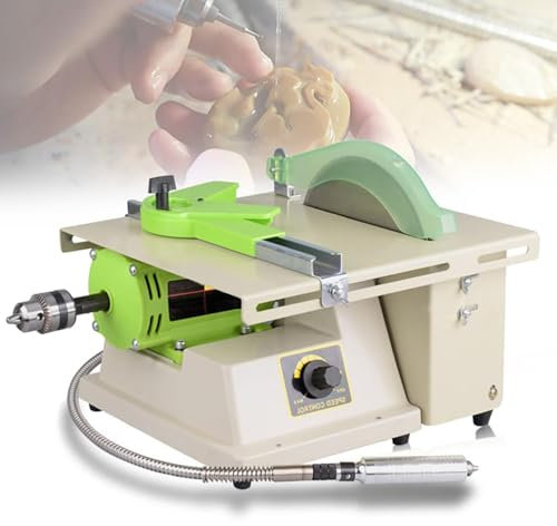 HmLotd Rock Lapidary Buffer Polisher, Mini Table Saw Rock, 500-7000r/Min Saw Rock Lapidary Polisher Bench Alloy Saw Blade with Tool Accessories Set for Home Jewelry Making Hobbies