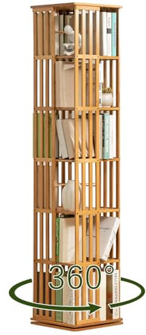 360 ° drehbares Bücherregal, Ausstellungsregal für Schlafzimmer, Wohnzimmer, Arbeitszimmer, Büro, bodenstehend, Aufbewahrungsnizer (Holz, 37 x 37 x 178 cm)