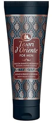 Tesori d'Oriente - For Men, Doccia Shampoo, Legno di Ebano e Ginseng, Arricchito con Pantenolo, Capelli e Corpo Idratati e Rinfrescati, 250ml