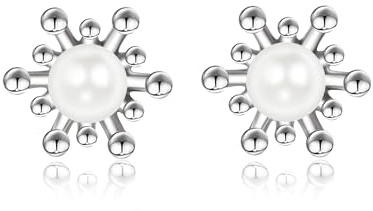 Perlenohrstecker Silber 925 Perlenohrringe für Damen Muschelperlen Ohrringe mit Zirkonia Perlen Ohrringe Ohrstecker